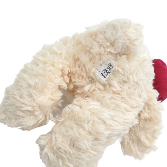 Vintage Shaggy Cream Teddy Bear with Red Beret Plush Stuffed‎ Animal Fiesta 14" - Picture 5 of 6